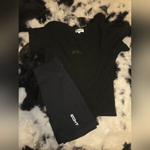 ECHT Classic Black Tee and Shorts Workout Set